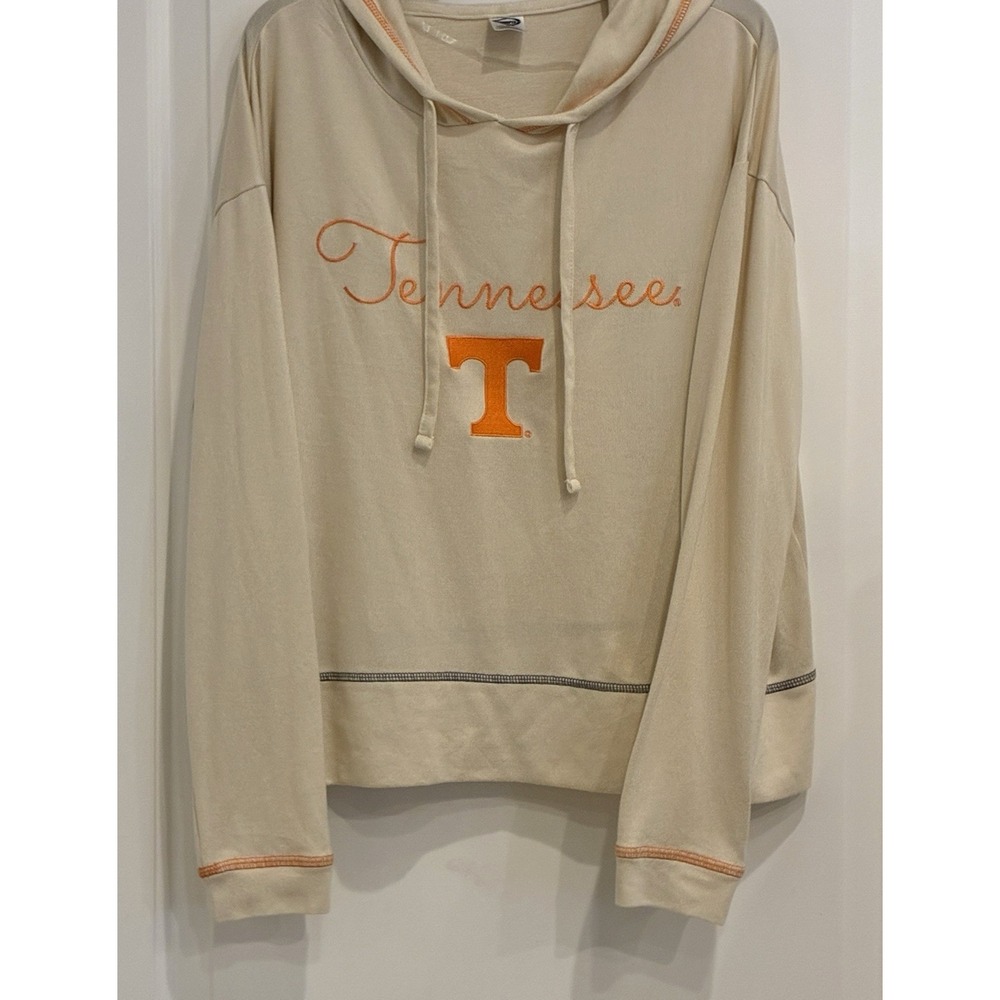 Tennessee Volunteers Hoodie Womens Large Cream NCAA Cropped Pullover Sweatshirt